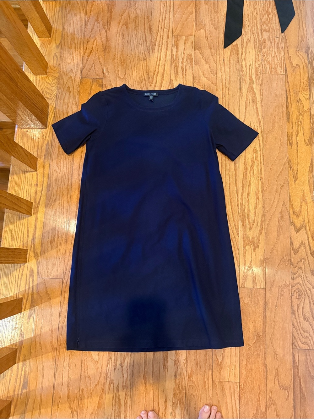 Eileen Fisher Navy Short-Sleeve Shift Dress